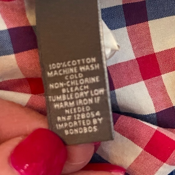 BONOBOS Standard Fit Pink Blue Checked Button‎ Down Size Large - Picture 8 of 10